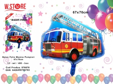 Balon Folie Masina Pompieri 67x70cm 076676