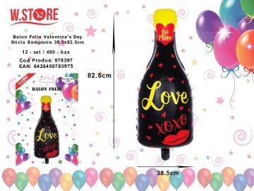 Balon Folie Valentine's Day Sticla Sampanie 38.5x82.5cm 078397