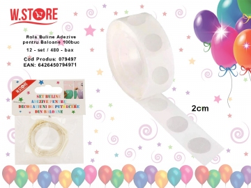 Rola Buline Adezive pentru Baloane 100buc 079497
