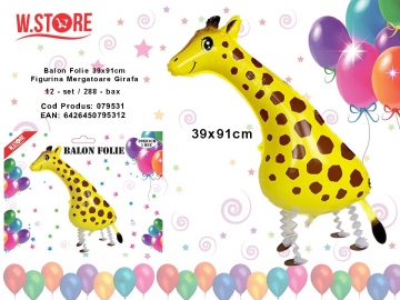 Balon Folie 39x91cm Figurina Mergatoare Girafa 079531