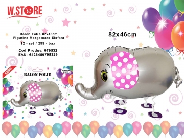 Balon Folie 82x46cm Figurina Mergatoare Elefant 079532