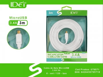 Cablu de Date MicroUSB 3.4A 3m 079571
