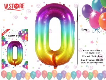 Balon folie cifra 0 1m multicolor 080967