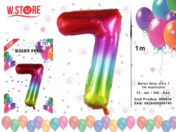 Balon folie cifra 7 1m multicolor 080974