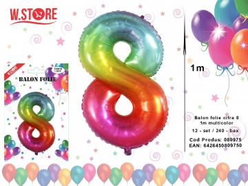Balon folie cifra 8 1m multicolor 080975