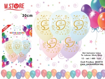 Set baloane latex Te iubesc 30cm 6buc 082416
