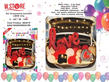 Set aranjament baloane LOVE rosu 082418