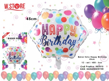 Balon folie Happy birthday 45cm 083015