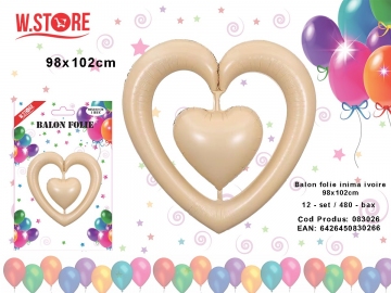 Balon folie inima ivoire 98x102cm 083026
