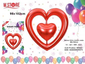 Balon folie inima rosie 98x102cm 083027