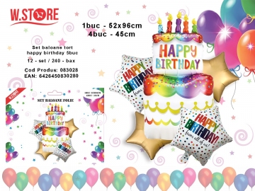 Set baloane tort happy birthday 5buc 083028