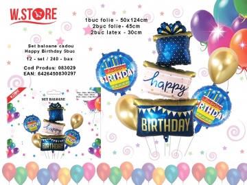 Set baloane cadou Happy birthday 5buc 083029