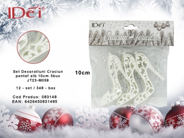 Set decoratiuni Craciun pantof alb 10cm 3buc JT23-M058 083148