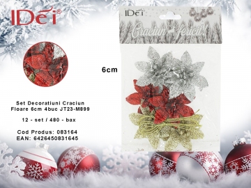 Set decoratiuni Craciun Floare 6cm 4buc JT23-M899 083164