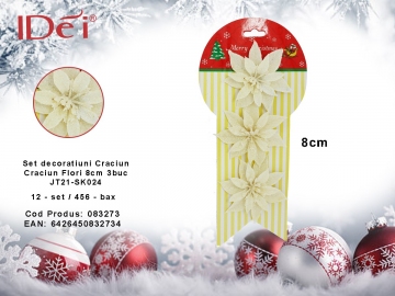 Set decoratiuni Craciun Flori 8cm 3buc JT21-SK024 083273
