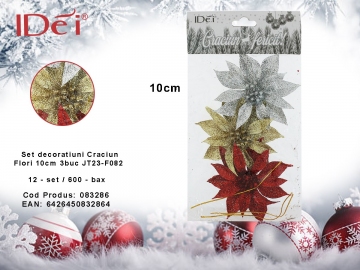 Set decoratiuni Craciun Flori 10cm 3buc JT23-F082 083286