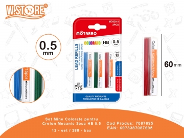 Set Mine Colorate pentru Creion Mecanic 3buc HB 0.5 7087695