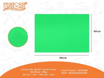 Carton A3 JB-031 Verde Fluor 50x65cm 180g 2042480